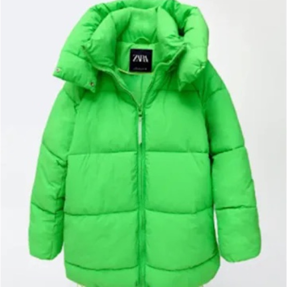 Zara lime green puffer size L
